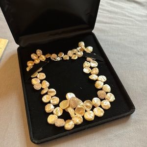 HONORA Freshwater Champagne Keshi Pearl Necklace 925 Sterling Silver Sparkle